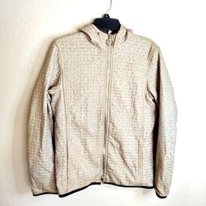 Prada leather quilted full zip hooded women's jacket sz 42/6/M